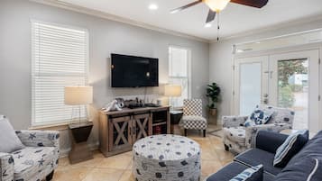 House, Multiple Beds, Balcony | Living area | 40-inch flat-screen TV with cable channels, TV