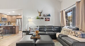 Télévision, cheminée, baby-foot, table de tennis de table