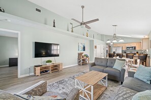 Smart TV, video games, music library, stereo