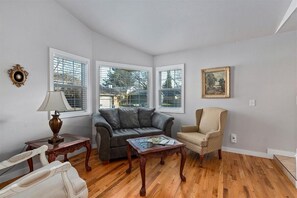 Televisio, takka, työhuone