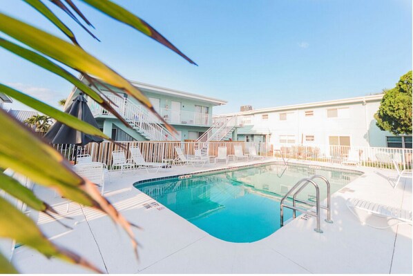 Outdoor pool - Coastal Beach Condo - 300 steps to Infamous Cocoa Beach! (Cape Canaveral)