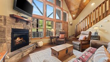 Televisie, een open haard en videospelletjes