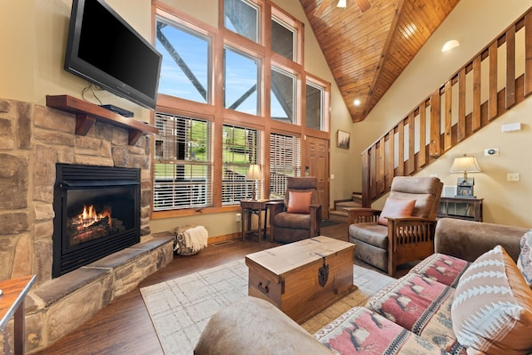 Televisión, chimenea y videojuegos 