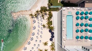 Utendørsbasseng, bassengparasoller og solsenger