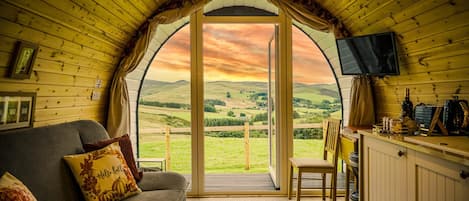 Ferienhütte, 1 King-Bett | Wohnbereich | Flachbildfernseher