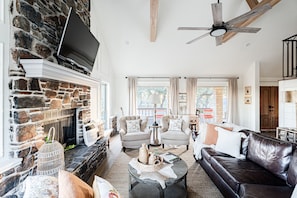 House, Multiple Beds, Fireplace, Garden View | Living area | TV, fireplace