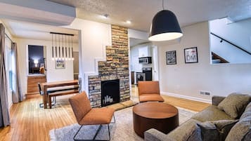 TV, fireplace, offices