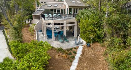 Oceanside Five Bedroom Sea Pines Home with a Private Pool & Beach Boardwalk!!