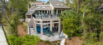 Oceanside Five Bedroom Sea Pines Home with a Private Pool & Beach Boardwalk!!