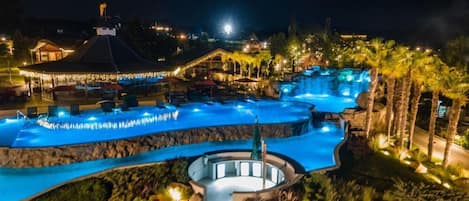 Indoor pool, outdoor pool, open 8:00 AM to 10:00 PM, pool umbrellas