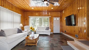 Een smart-tv en een open haard