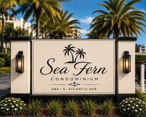 A sign for Sea Fern Condominium at 380 S. Atlantic Ave.