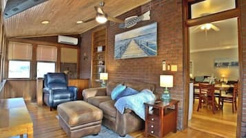 TV connectée, cheminée, jeux vidéo, livres