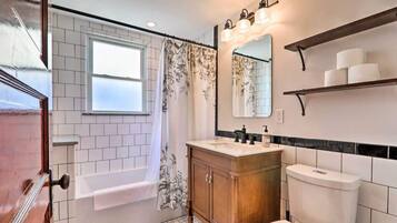 Bathtub, hair dryer