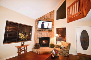 Smart TV, fireplace, video games