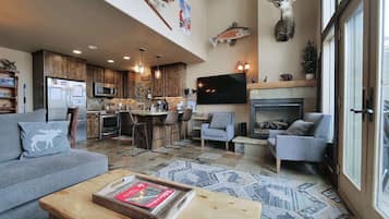 Smart TV, fireplace, video games, books