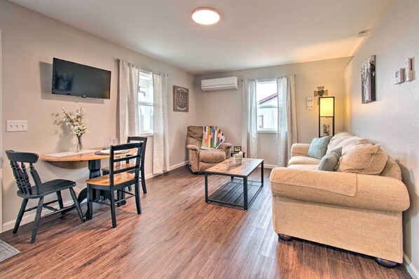 TV, DVD player, video library