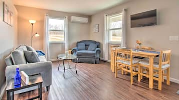 TV, DVD player, video library