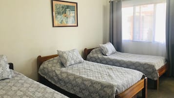 Desk, free WiFi, bed sheets