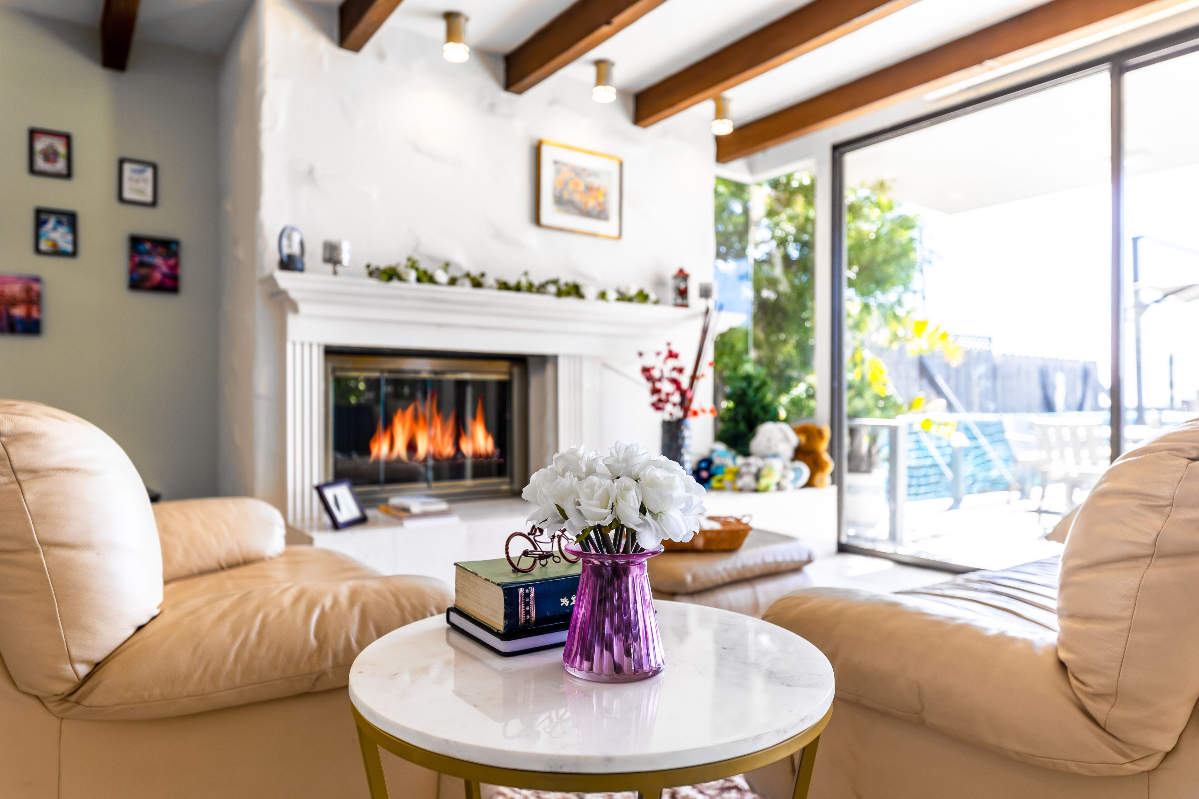 Smart TV, fireplace