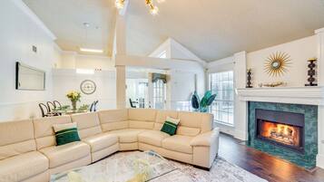 TV, fireplace, video games, DVD player