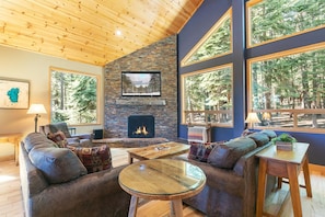 TV, fireplace