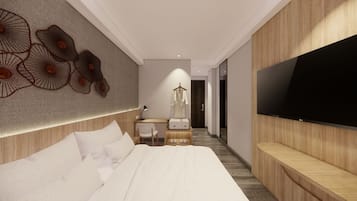 In-room safe, desk, laptop workspace, iron/ironing board