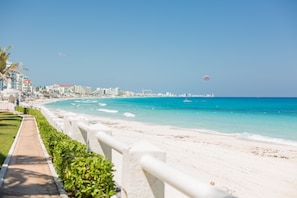 On the beach, beach towels