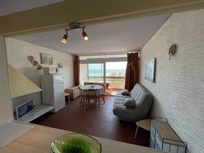 TV - Beachfront Apartment, Ocean View, 2 Rooms, 5 Guests, Secure Parking, Pets Welcome (Saint-Cyprien)