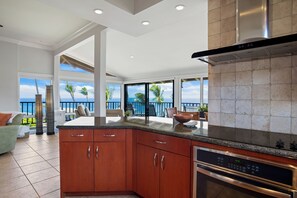 Fridge, microwave, oven, stovetop - Quam Properties: Kapalua Bay Villa 16B3 – Oceanfront Sunsets & Sea Breezes (Lahaina)