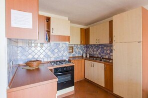 Fridge, oven, stovetop, cookware/dishes/utensils