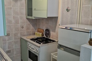 Fridge, oven, stovetop, cookware/dishes/utensils