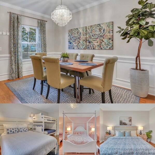 3 slaapkamers, een bureau, een strijkplank/strijkijzer, reisbedje