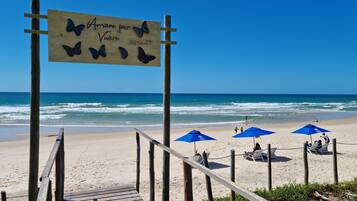 On the beach, white sand