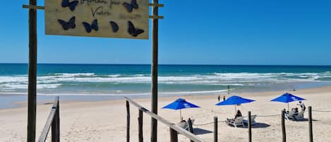 On the beach, white sand