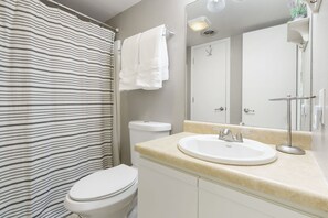 Condo, 1 Katil Raja (King) dengan Katil Sofa, Fireplace (Summer Wind) | Bilik Mandi | Gabungan pancuran/tab mandi, tuala disediakan, tisu tandas 