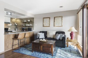 Condo, 1 King Bed with Sofa bed, Fireplace (Summer Wind) | Living area - Summer Wind - Private Balcony, Nature Views (Branson West)