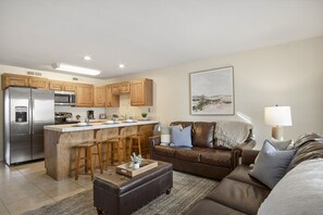 Condo, Multiple Beds, Hot Tub, Mountain View | Living area | 40-inch TV with digital channels, fireplace - Byron's Overlook (St. George)