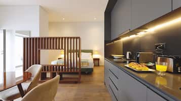 Studio Premium Terrace (1.3) | Private kitchen | Fridge, microwave, stovetop, espresso maker