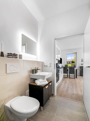 Hair dryer - Ferienwohnung Strandperle - Ostsee- und Strandnah, Duschbad, Modern, Terrasse (Gelting)