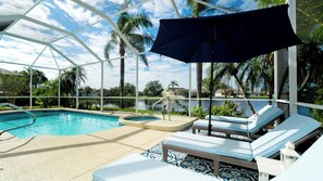 Outdoor pool, a heated pool - Casa Azul: IMG, Pool, Lake Front, Close to Beaches/New Listing Discount! (Bradenton)