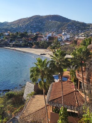 On the beach, beach towels