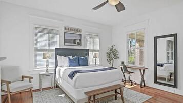 1 bedroom, desk, iron/ironing board, travel cot