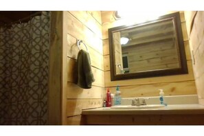 Shower, towels, soap, shampoo