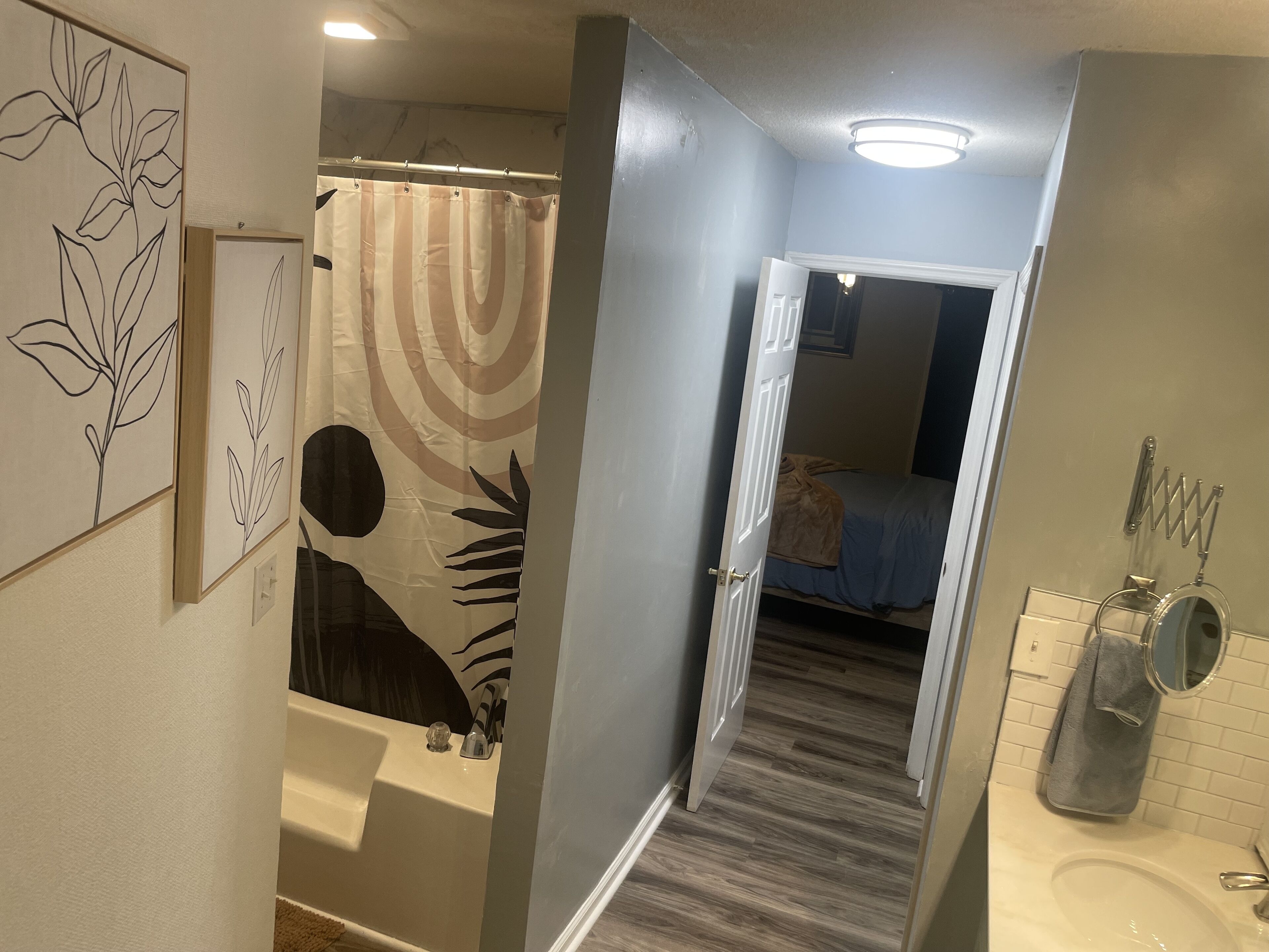 Hair dryer, towels, toilet paper