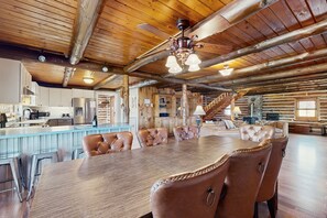 Dining - Relaxing dog-friendly water-view cabin with firepit, deck, grill, & full kitchen (Rock Stream)