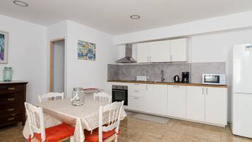 Fridge, microwave, oven, dishwasher