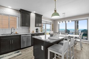Fridge, microwave, oven, stovetop - 3BR Oceanfront Condo with Community Pool (North Topsail Beach)