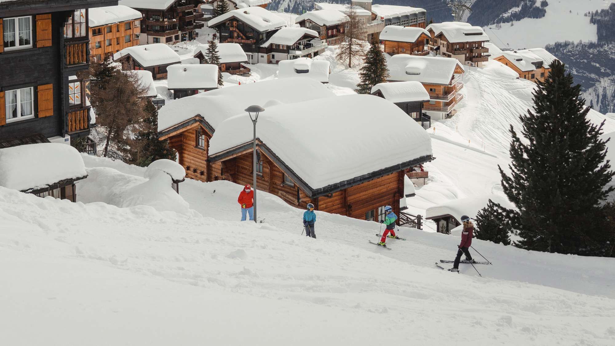 View of the mountain village of Riederalp