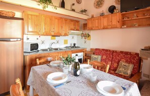 Fridge, stovetop, cookware/dishes/utensils